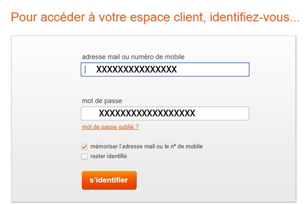 Identification espace client Sosh en ligne