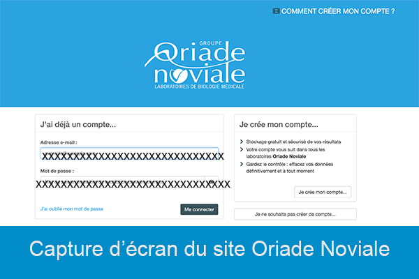 Consulter mes résultats d'analyse sur oriade-noviale.fr