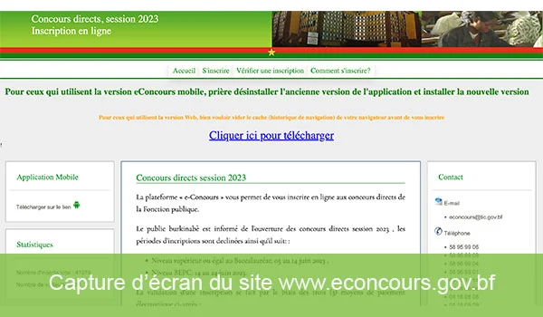 www.econcours.gov.bf ne fonctionne pas